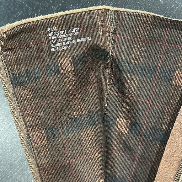 Born Taupe Brown Saddler Distressed Suede Tall Corduroy Lined Riding Boots - 8.5 - Picture 4 of 5